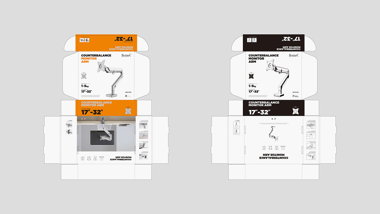 Brateck Monitor Arm Packing Dieline